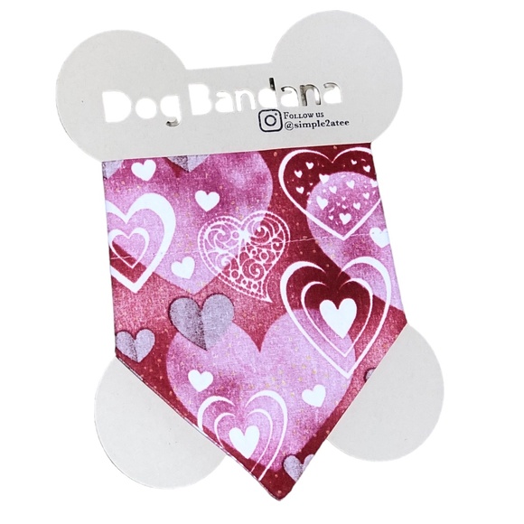 Dog Bandana-Over The Collar Heart Print Pet Bandana Valentine's Day-Dog Mom Gift - Picture 5 of 14